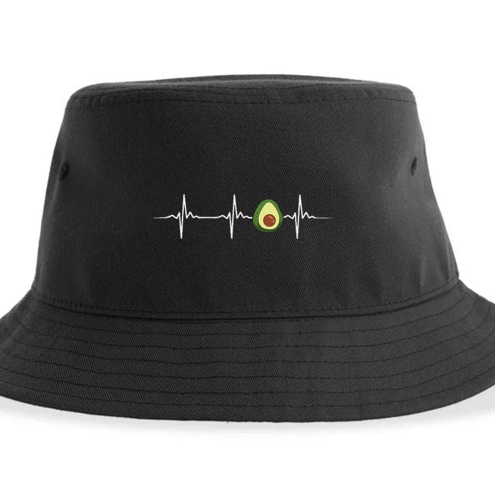 Avocado Heartbeat Funny Avocado Sustainable Bucket Hat