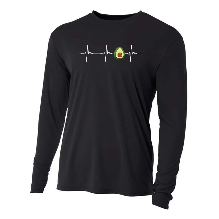 Avocado Heartbeat Funny Avocado Cooling Performance Long Sleeve Crew