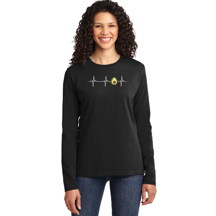 Avocado Heartbeat Funny Avocado Ladies Long Sleeve Shirt