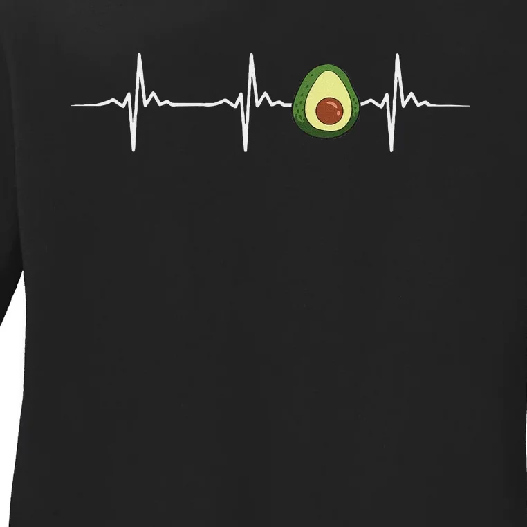 Avocado Heartbeat Funny Avocado Ladies Long Sleeve Shirt