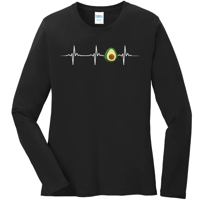 Avocado Heartbeat Funny Avocado Ladies Long Sleeve Shirt