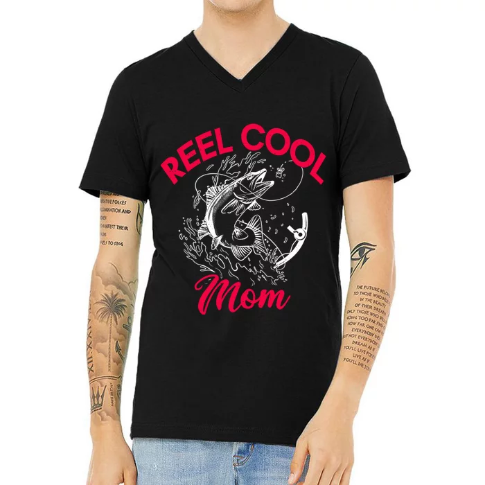 Angling Hunting Fishing Reel Cool Mom V-Neck T-Shirt