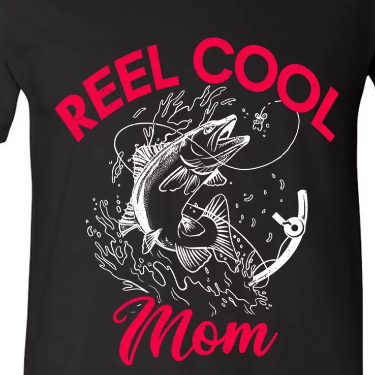 Angling Hunting Fishing Reel Cool Mom V-Neck T-Shirt