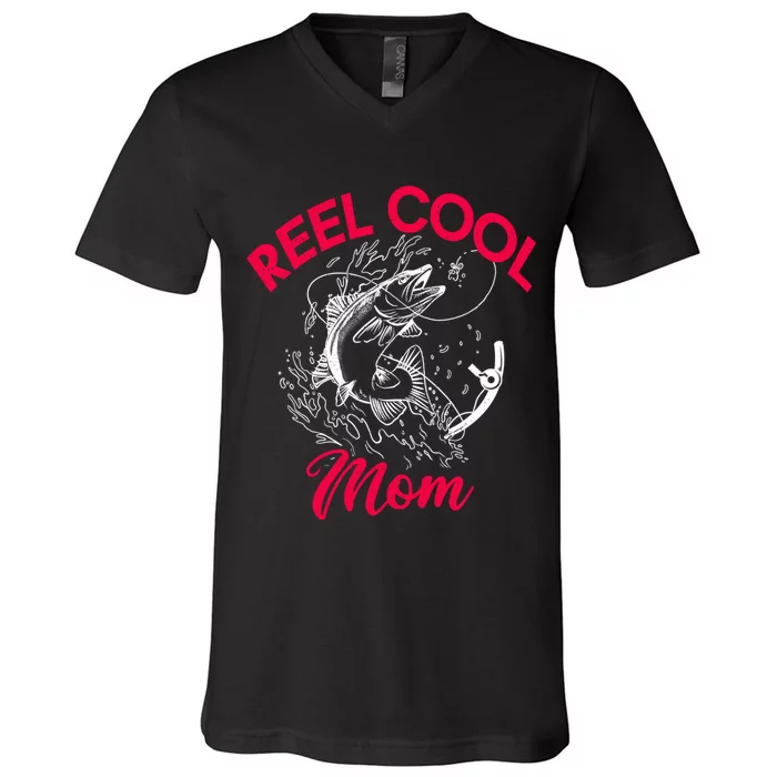 Angling Hunting Fishing Reel Cool Mom V-Neck T-Shirt