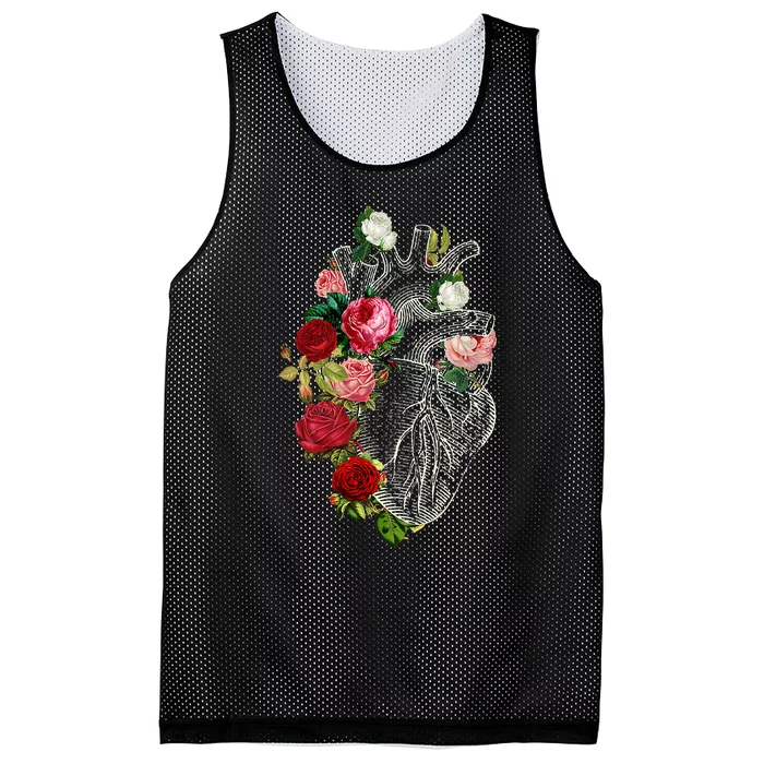 Anatomical Heart Floral Organ Cardiology Cardiac Nurse Mesh Reversible Basketball Jersey Tank