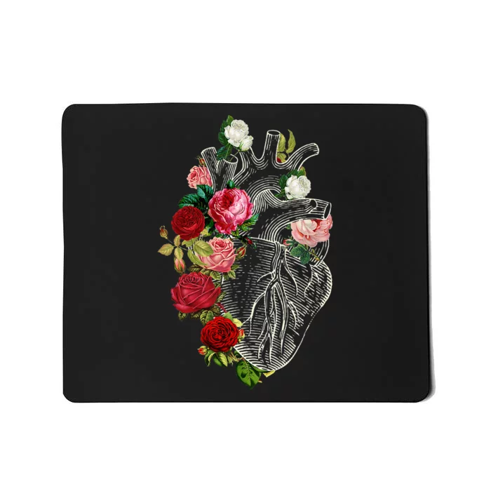 Anatomical Heart Floral Organ Cardiology Cardiac Nurse Mousepad