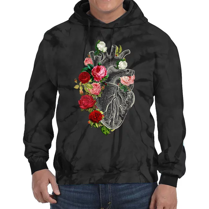 Anatomical Heart Floral Organ Cardiology Cardiac Nurse Tie Dye Hoodie