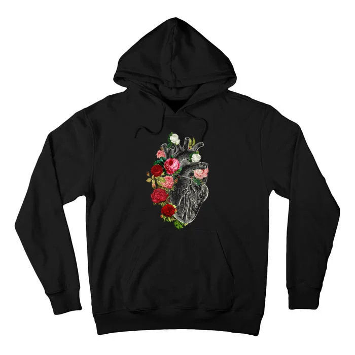 Anatomical Heart Floral Organ Cardiology Cardiac Nurse Tall Hoodie