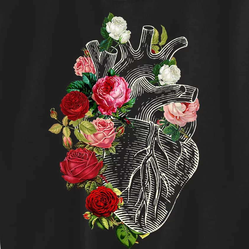 Anatomical Heart Floral Organ Cardiology Cardiac Nurse Kids Sweatshirt