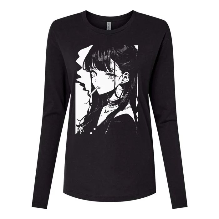 Anime Horror Girl Aesthetic Soft Grunge Waifu Japanese Otaku Womens Cotton Relaxed Long Sleeve T-Shirt