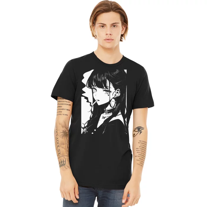 Anime Horror Girl Aesthetic Soft Grunge Waifu Japanese Otaku Premium T-Shirt