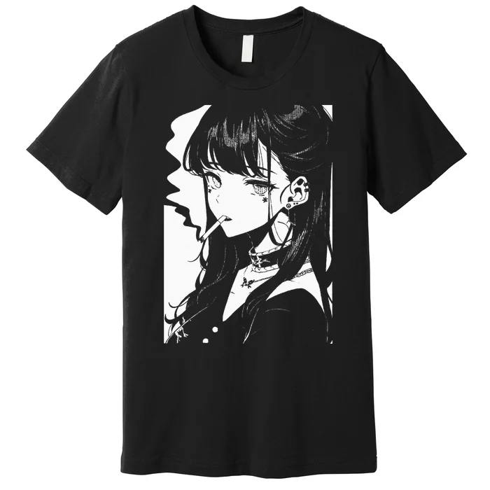 Anime Horror Girl Aesthetic Soft Grunge Waifu Japanese Otaku Premium T-Shirt