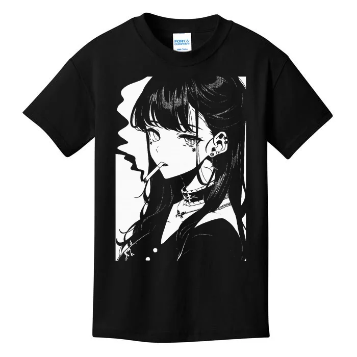 Anime Horror Girl Aesthetic Soft Grunge Waifu Japanese Otaku Kids T-Shirt