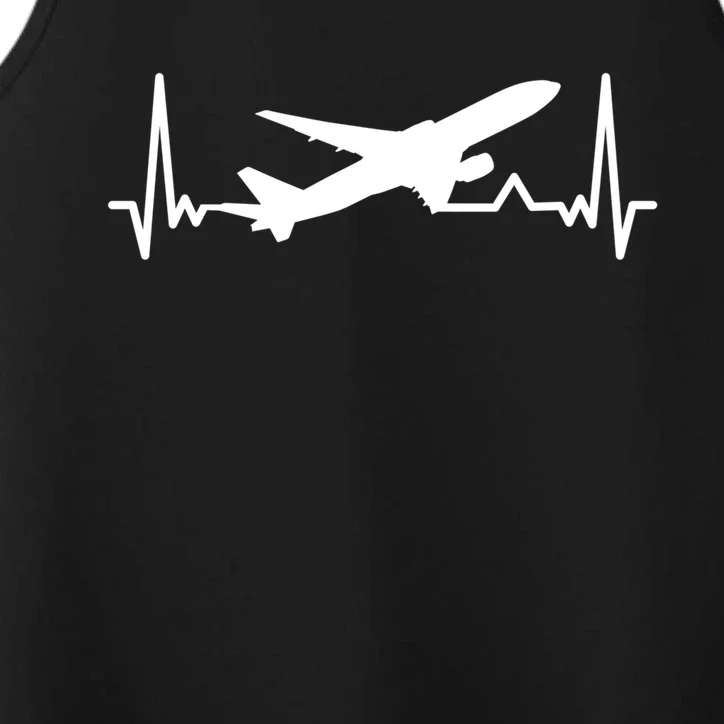 Airplane Heartbeat Gift For Pilots Travelers Jet Plane Cool Gift Performance Tank