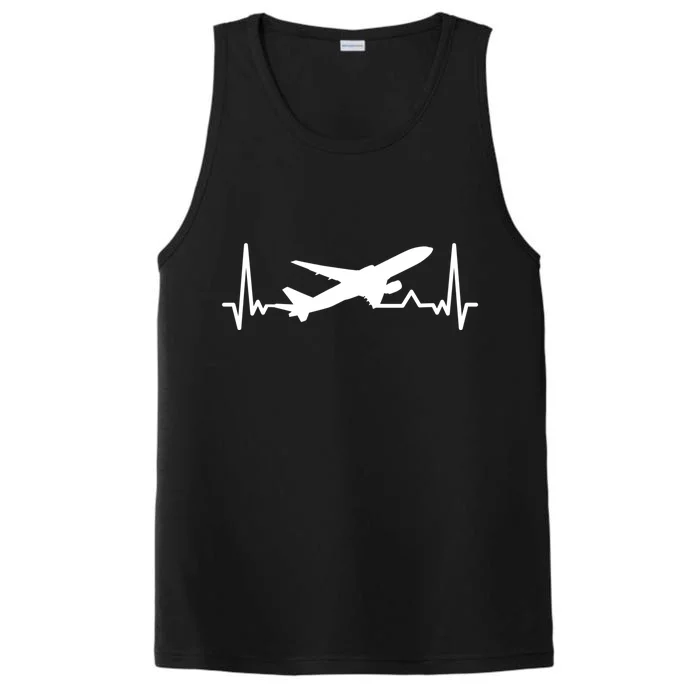 Airplane Heartbeat Gift For Pilots Travelers Jet Plane Cool Gift Performance Tank