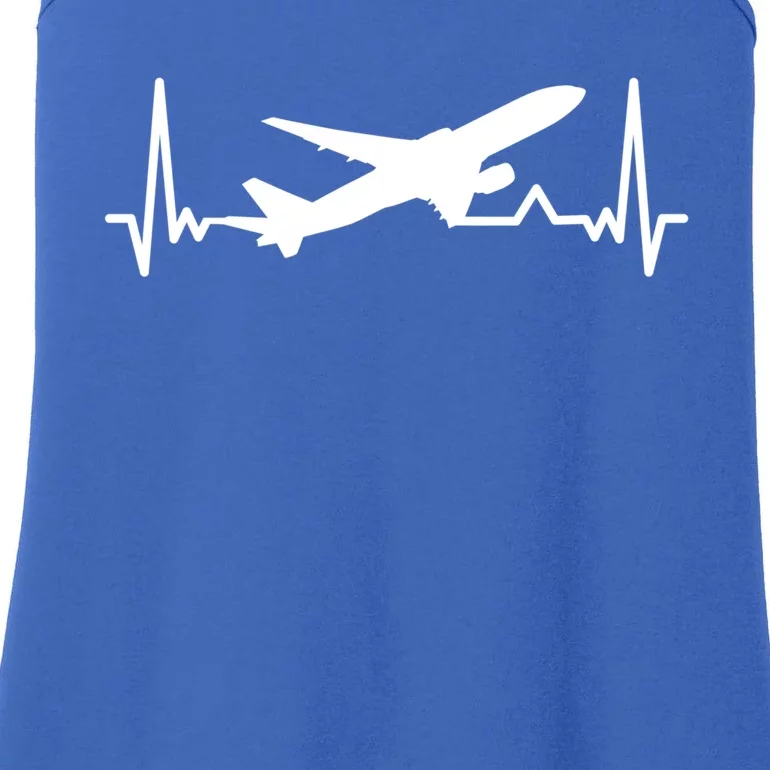 Airplane Heartbeat Gift For Pilots Travelers Jet Plane Cool Gift Ladies Essential Tank