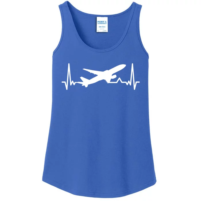 Airplane Heartbeat Gift For Pilots Travelers Jet Plane Cool Gift Ladies Essential Tank