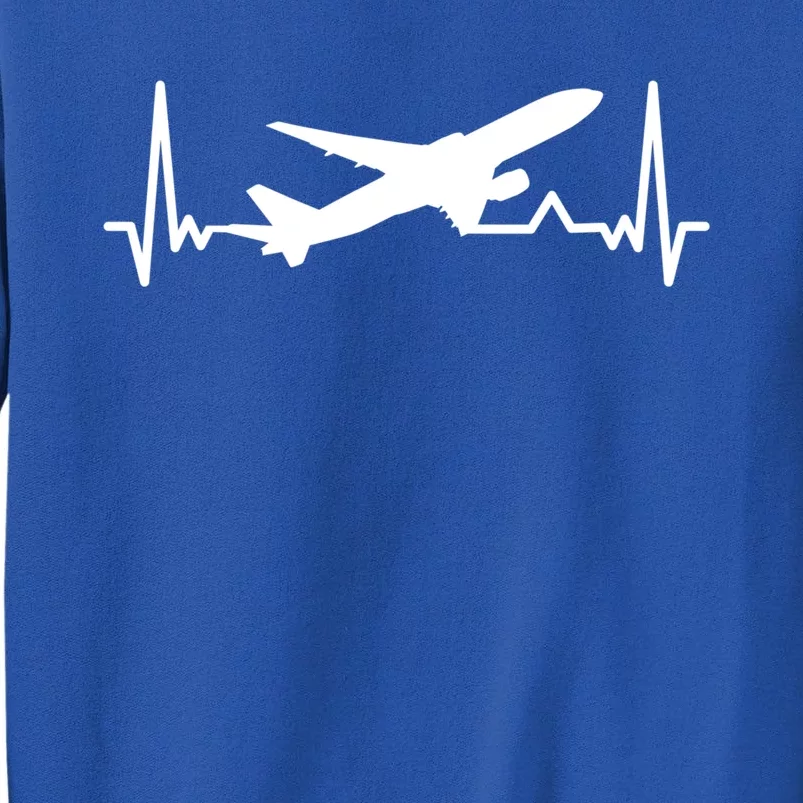 Airplane Heartbeat Gift For Pilots Travelers Jet Plane Cool Gift Tall Sweatshirt