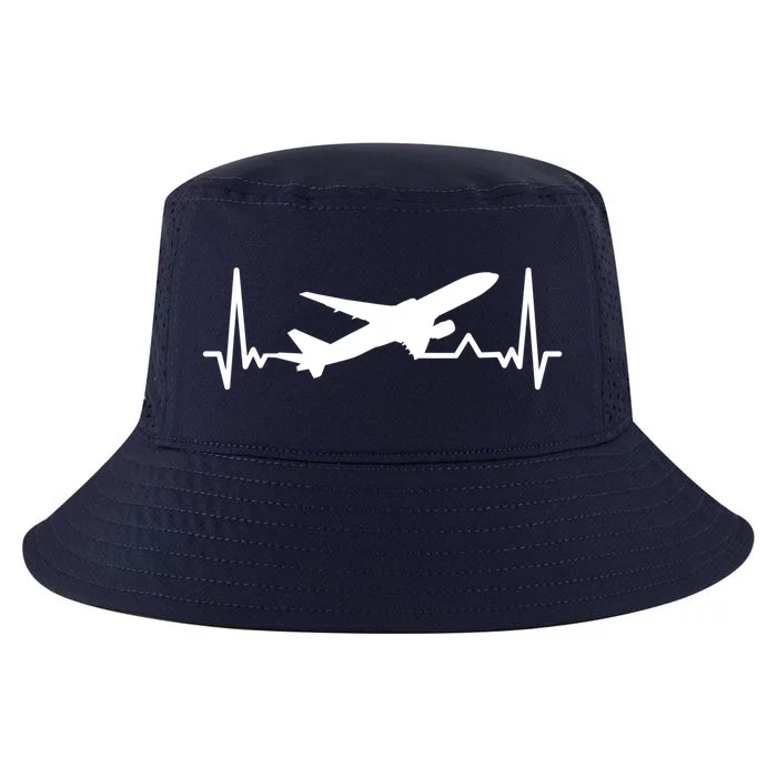 Airplane Heartbeat Gift For Pilots Travelers Jet Plane Cool Gift Cool Comfort Performance Bucket Hat