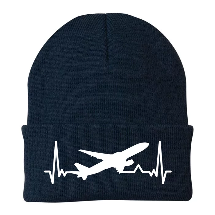 Airplane Heartbeat Gift For Pilots Travelers Jet Plane Cool Gift Knit Cap Winter Beanie