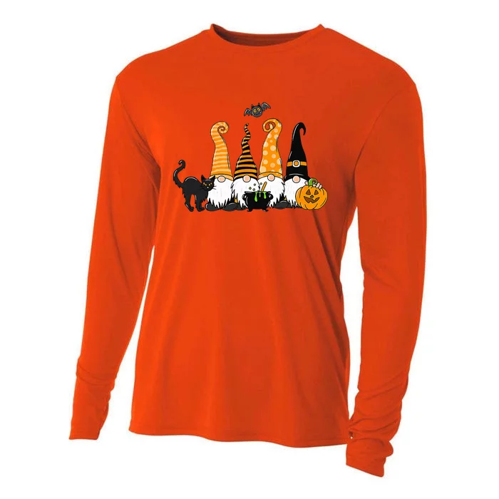 Autumn Halloween Gnomes Cute Autumn Pumpkin Fall Holiday Cooling Performance Long Sleeve Crew