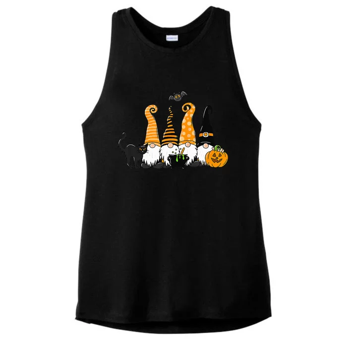 Autumn Halloween Gnomes Cute Autumn Pumpkin Fall Holiday Ladies Tri-Blend Wicking Tank