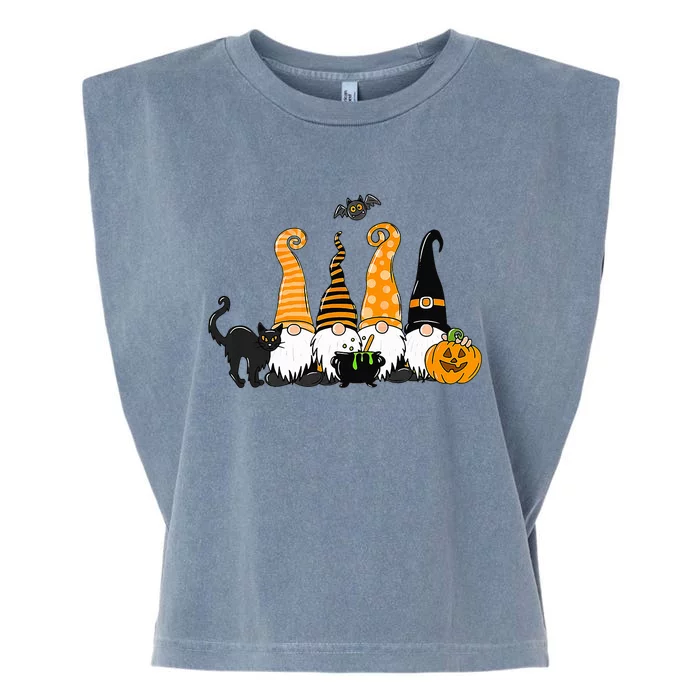 Autumn Halloween Gnomes Cute Autumn Pumpkin Fall Holiday Garment-Dyed Women's Muscle Tee