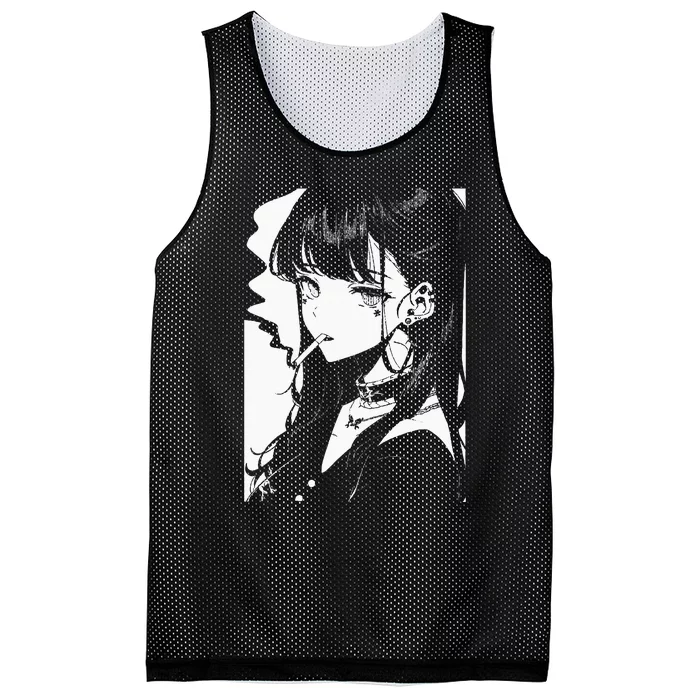 Anime Horror Girl Aesthetic Soft Grunge Waifu Japanese Otaku Mesh Reversible Basketball Jersey Tank