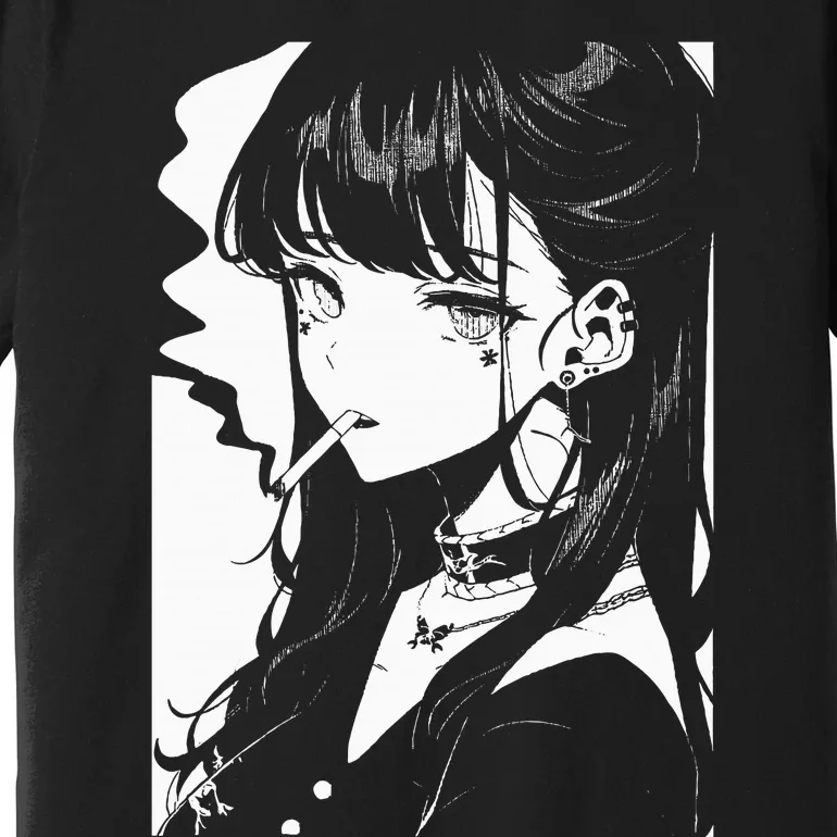 Anime Horror Girl Aesthetic Soft Grunge Waifu Japanese Otaku Premium T-Shirt