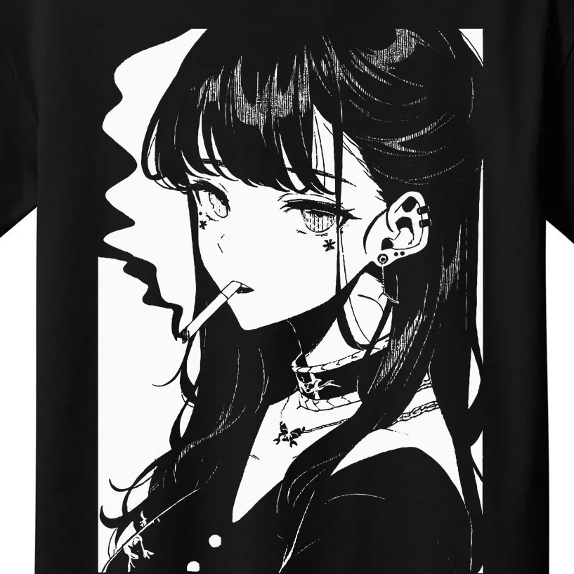 Anime Horror Girl Aesthetic Soft Grunge Waifu Japanese Otaku Kids T-Shirt