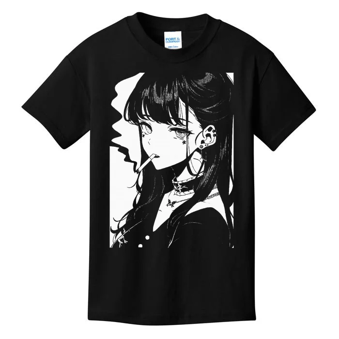 Anime Horror Girl Aesthetic Soft Grunge Waifu Japanese Otaku Kids T-Shirt