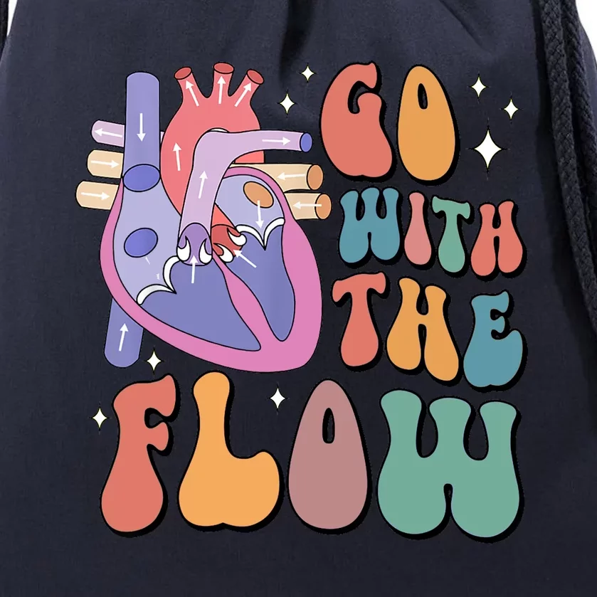 Anatomy Heart Go Withthe Flow Drawstring Bag