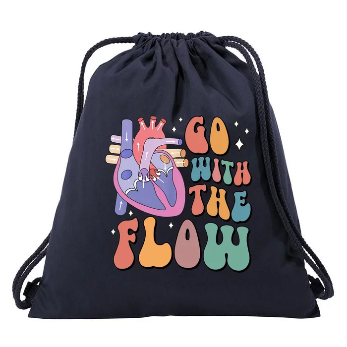 Anatomy Heart Go Withthe Flow Drawstring Bag