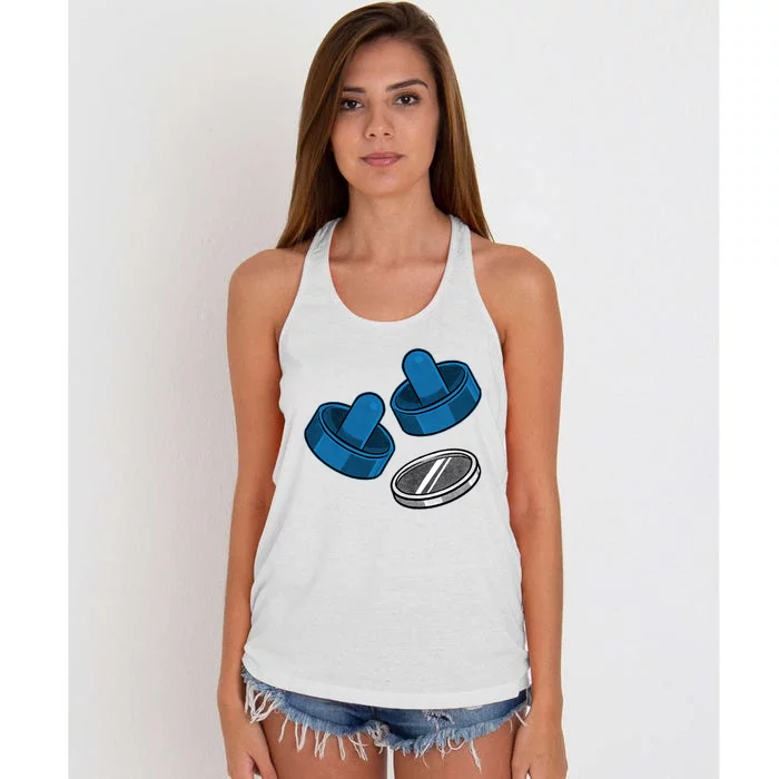 Air Hockey Game Pieces Women's Knotted Racerback Tank