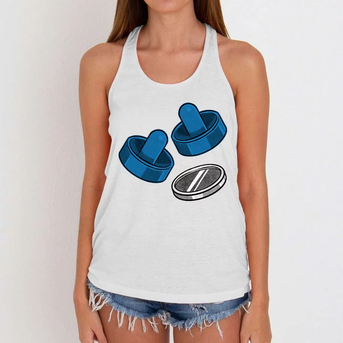 Air Hockey Game Pieces Women's Knotted Racerback Tank