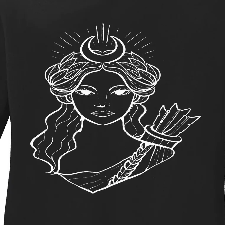 Artemis Hunt Goddess Mythology Fan And Hunter Ladies Long Sleeve Shirt