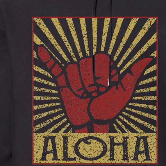 Aloha Hawaiian Hawaii Distressed Shaka Sign Premium Hoodie