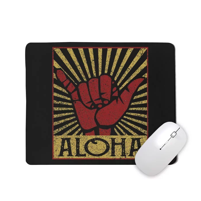 Aloha Hawaiian Hawaii Distressed Shaka Sign Mousepad