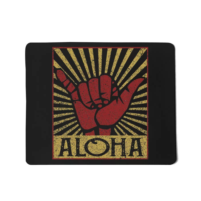 Aloha Hawaiian Hawaii Distressed Shaka Sign Mousepad