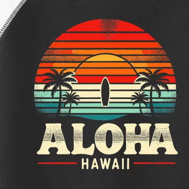 Aloha Hawaii Hawaiian Island Palm Beach Surfboard Surf Toddler Fine Jersey T-Shirt