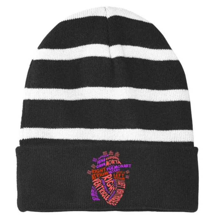 Anatomical Human Heart Cardiology Medical Cardiac Nurse TShirt Striped Beanie with Solid Band