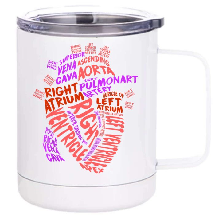 Anatomical Human Heart Cardiology Medical Cardiac Nurse TShirt Front & Back 12oz Stainless Steel Tumbler Cup