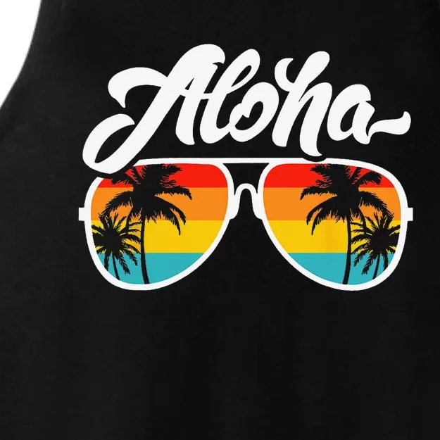 Aloha Hawaii Hawaiian Beach Summer Vacation Sunset Ladies Tri-Blend Wicking Tank