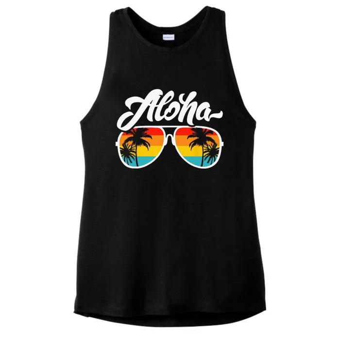 Aloha Hawaii Hawaiian Beach Summer Vacation Sunset Ladies Tri-Blend Wicking Tank