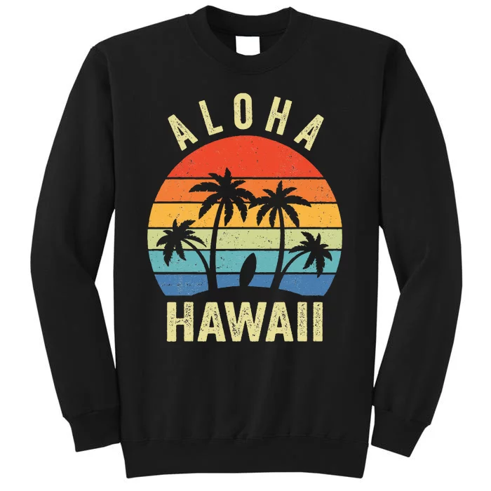 Aloha Hawaii Hawaiian Island Palm Beach Surfboard Surf Tall Sweatshirt