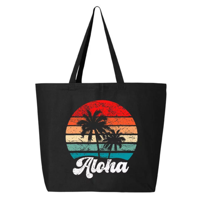 Aloha Hawaii Hawaiian Island Palm Tree Beach Retro 70s 80s 25L Jumbo Tote