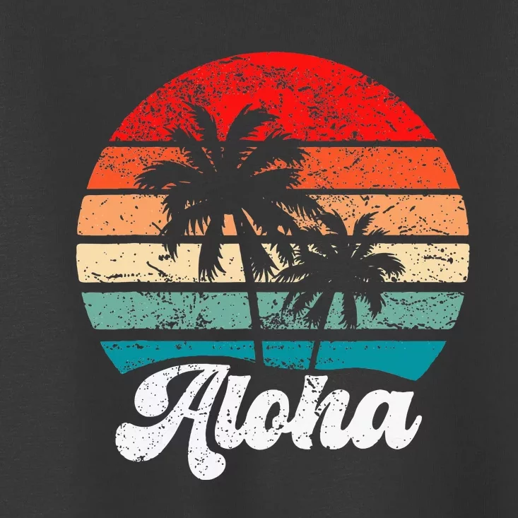 Aloha Hawaii Hawaiian Island Palm Tree Beach Retro 70s 80s Toddler T-Shirt