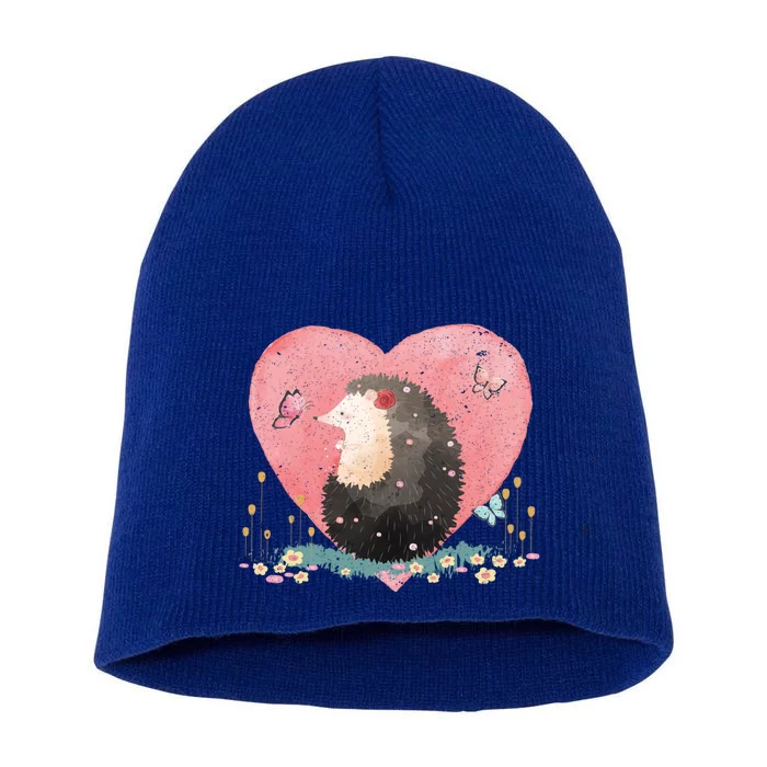 Animal Hedgehog Heart Valentines Day Gift Hedgehog Cool Gift Short Acrylic Beanie