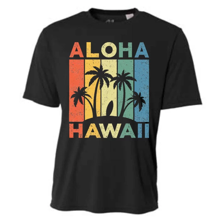 Aloha Hawaii Hawaiian Island Palm Beach Surfboard Surf Cooling Performance Crew T-Shirt