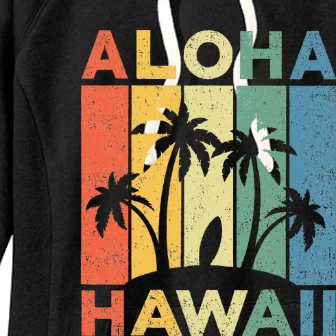 Aloha Hawaii Hawaiian Island Palm Beach Surfboard Surf Women's Fleece Hoodie